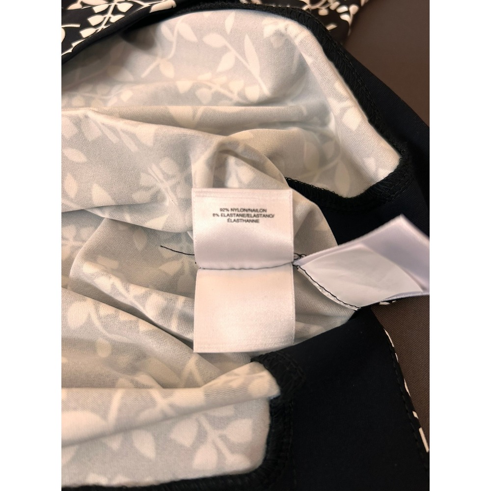 NWT ANNE KLEIN Womens Black White Leaf Print V Neck Tunic Dress Large L MSRP $99 - Picture 4 of 8